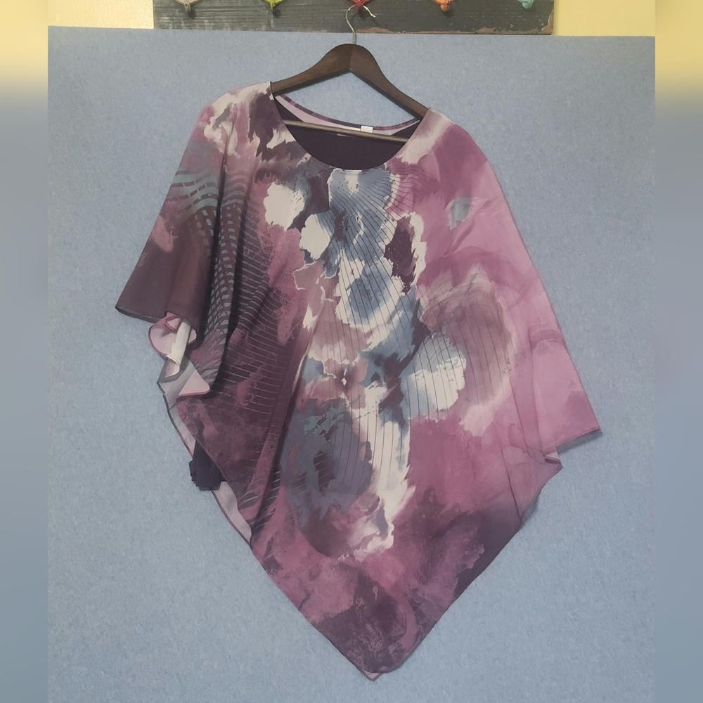 Cato floral abstract layered blouse. Size XL
